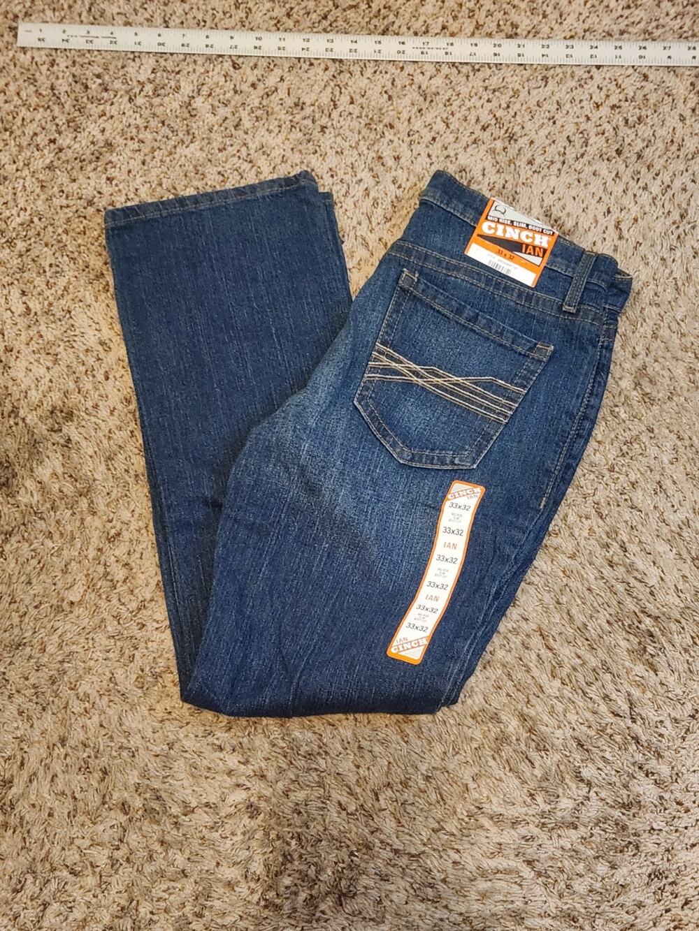 Cinch Ian Jeans Men's 33x32 Blue Bootcut Slim Cowboy Ranch Western Wear